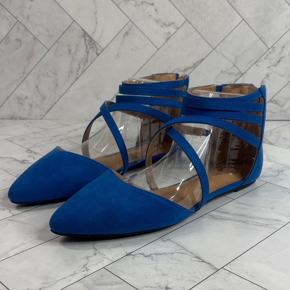 Journee Collection Blue Strappy Pointed-Toe Flats